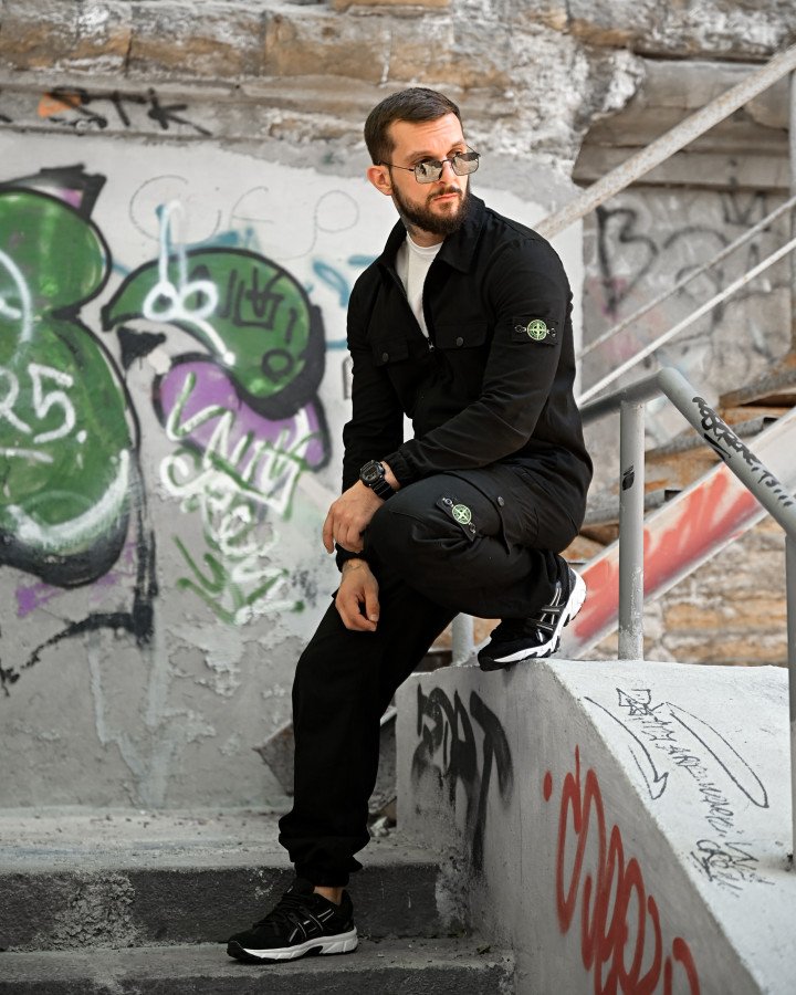 Костюм Stone island black РА5072 - фото 5