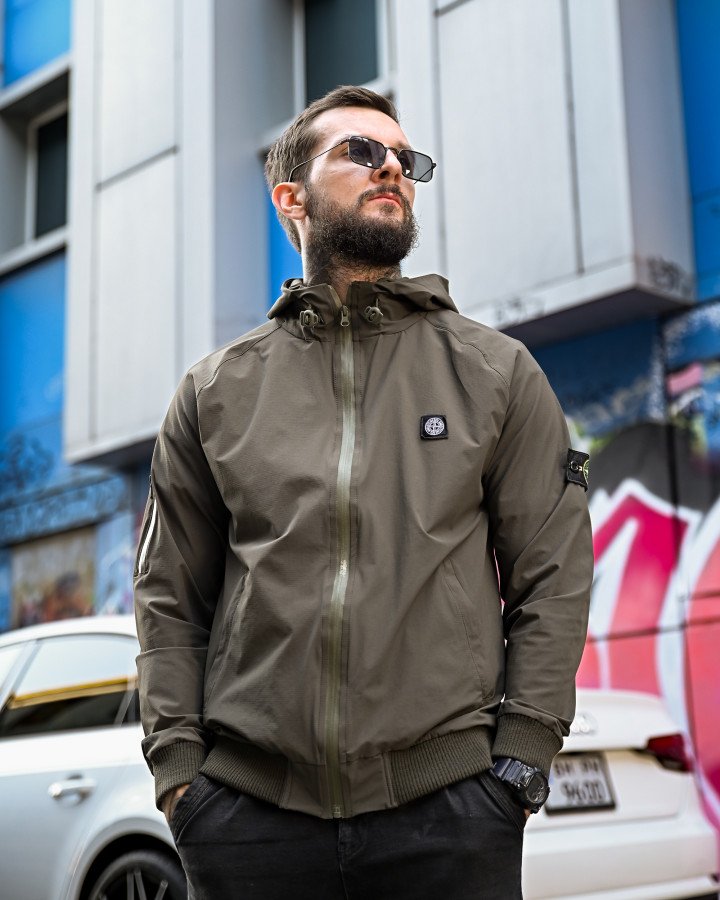 Міська вітровка Stone Island карман оліва 4 люкс ДЛ7037 - фото 4