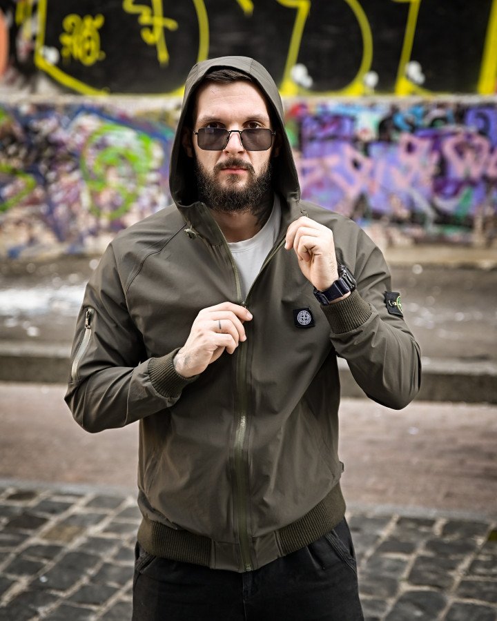 Міська вітровка Stone Island карман оліва 4 люкс ДЛ7037 - фото 6