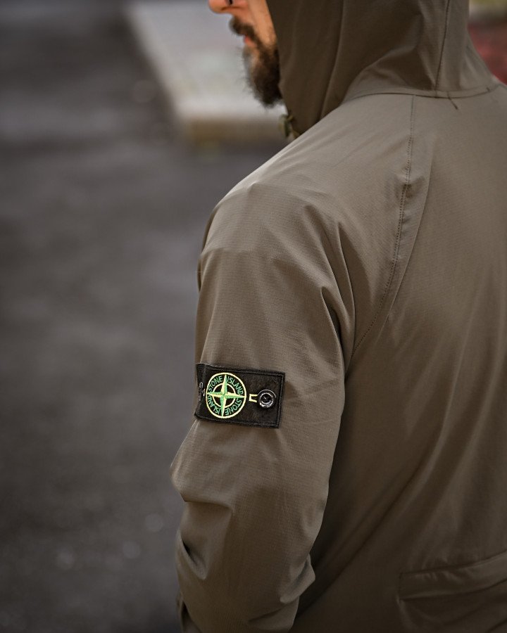 Міська вітровка Stone Island карман оліва 4 люкс ДЛ7037 - фото 8