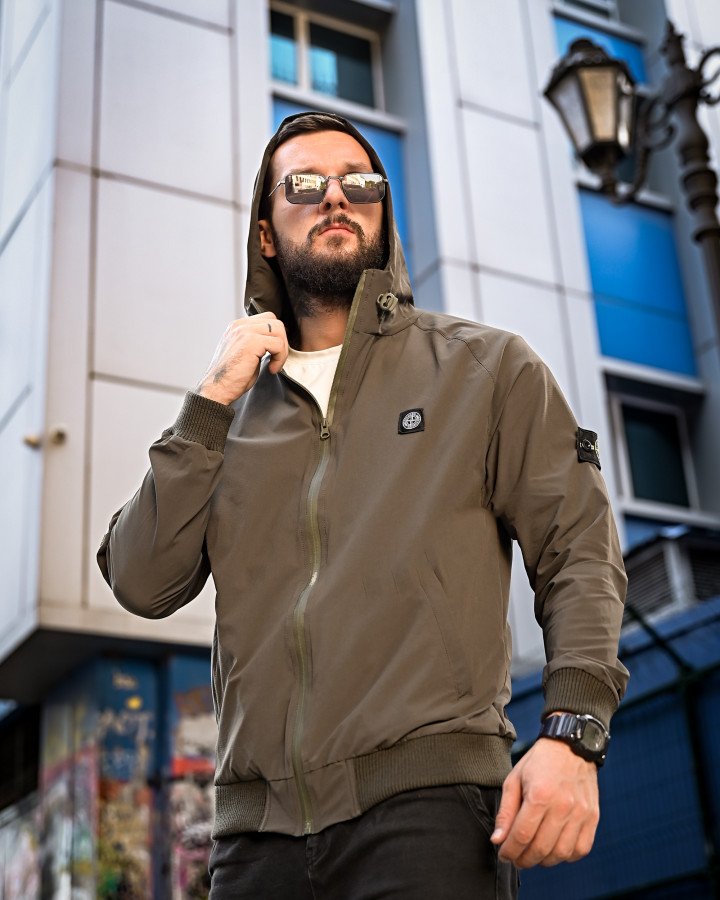Міська вітровка Stone Island карман оліва 4 люкс ДЛ7037 - фото 9