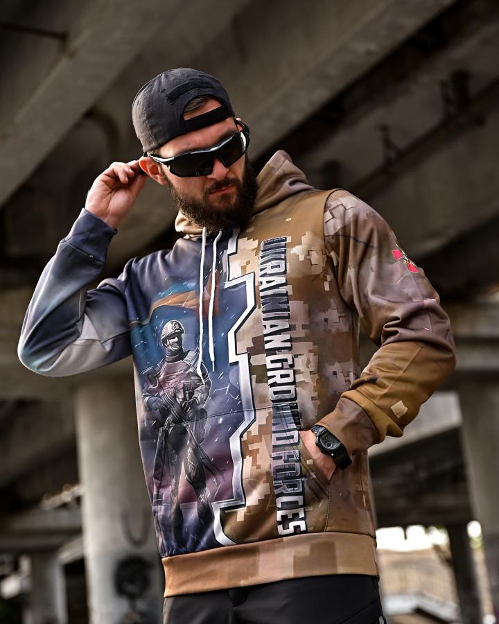 SAINT Ground force мультикам толстовка милитари на флисе кофта худи мужской тактический для туризма для города