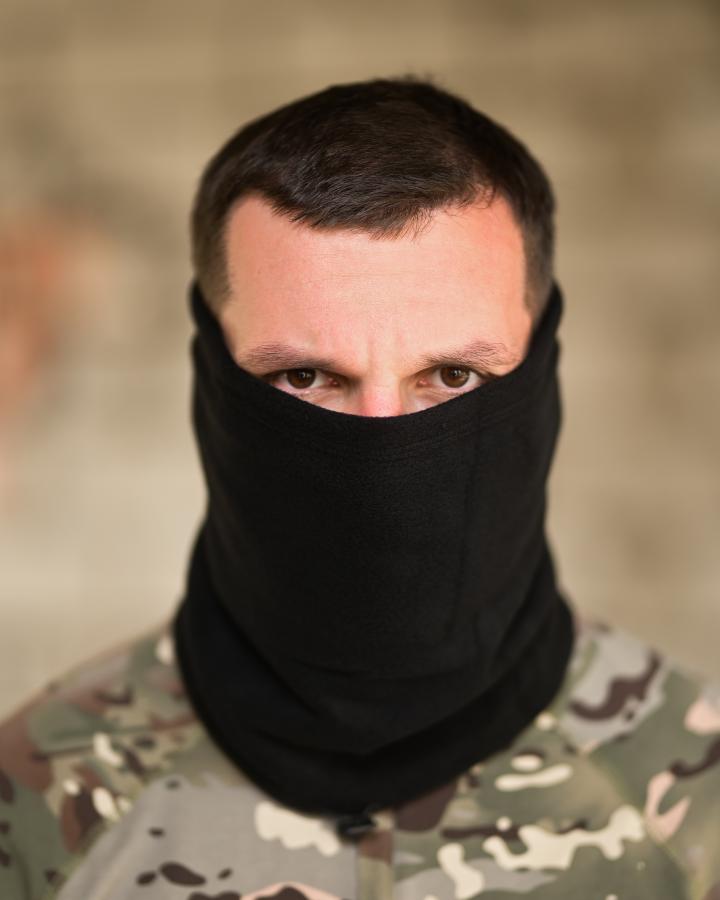 черный шарф труба флис баф на шею баф милитари шейный баф мужской тактический для туризма для города для охоты