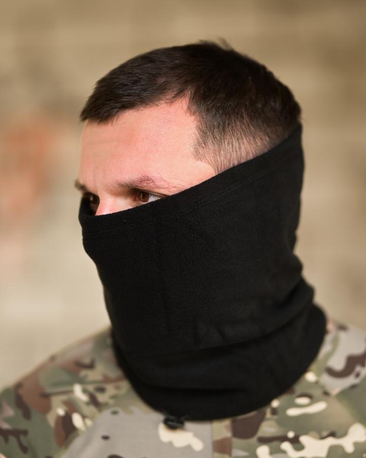 черный шарф труба флис баф на шею баф милитари шейный баф мужской тактический для туризма для города для охоты