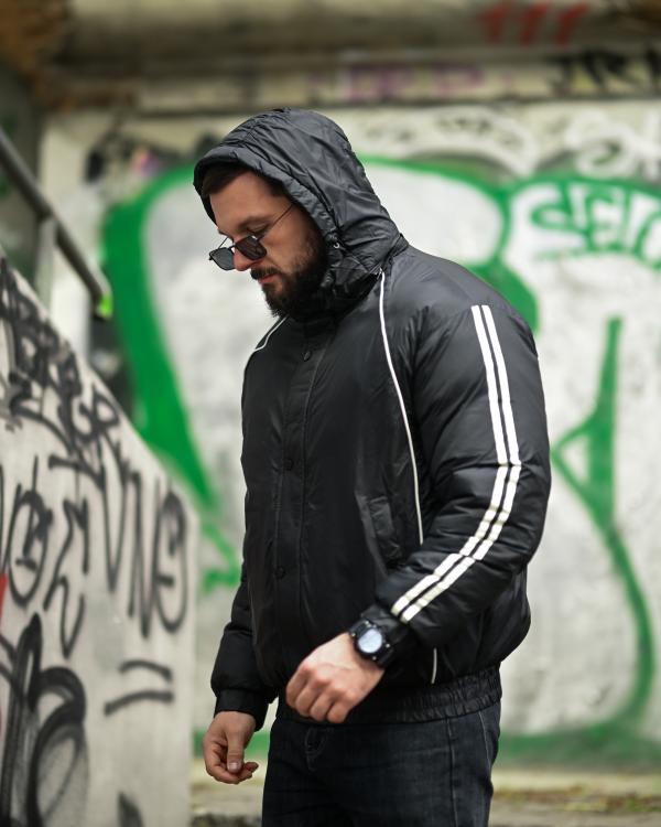 Чоловіча зимова куртка Line black ПП8095 - 4
