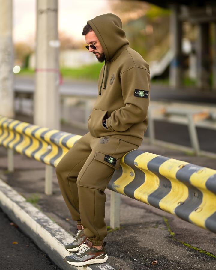 Зимовий спортивний костюм на флісі Stone Island oliva 4 ВТ6929 - фото 2