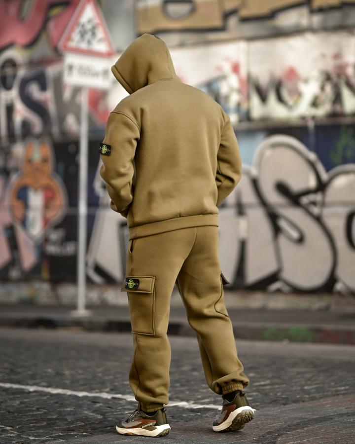 Зимовий спортивний костюм на флісі Stone Island oliva 4 ВТ6929 - фото 3