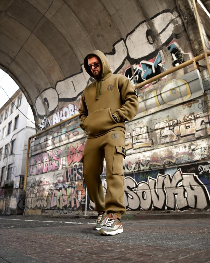 Зимовий спортивний костюм на флісі Stone Island oliva 4 ВТ6929 - фото 8