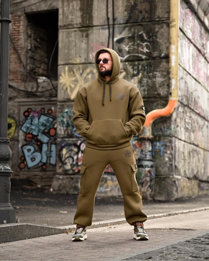 Зимовий спортивний костюм на флісі Stone Island oliva 4 ВТ6929 - фото 9