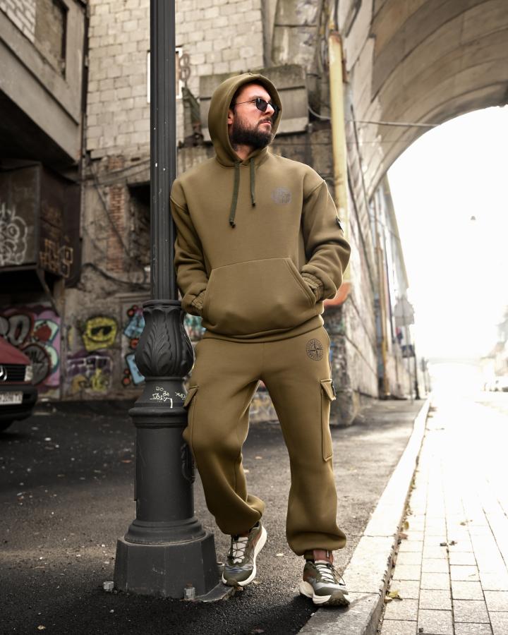 Зимовий спортивний костюм на флісі Stone Island oliva 4 ВТ6929 - фото 10