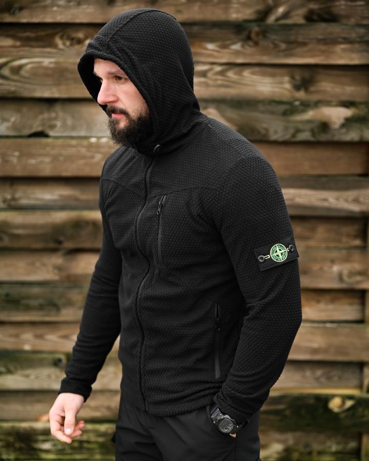 Флісова термокофта Stone Island black ТР6515 - фото 4