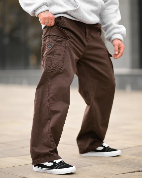 Карго штани Oversize з поясом коричневі ВТ5318 - 5