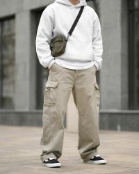 Карго штани Oversize світло-сірі з поясом ВТ5296