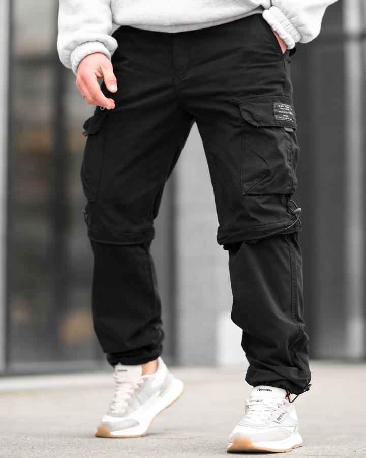 Міські карго штани/шорти джегги чорні ВТ5301 - фото 2
