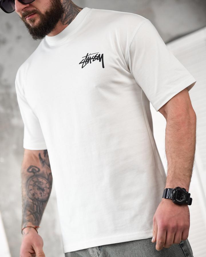 Футболка oversize stussy white ТР6881 - фото 2