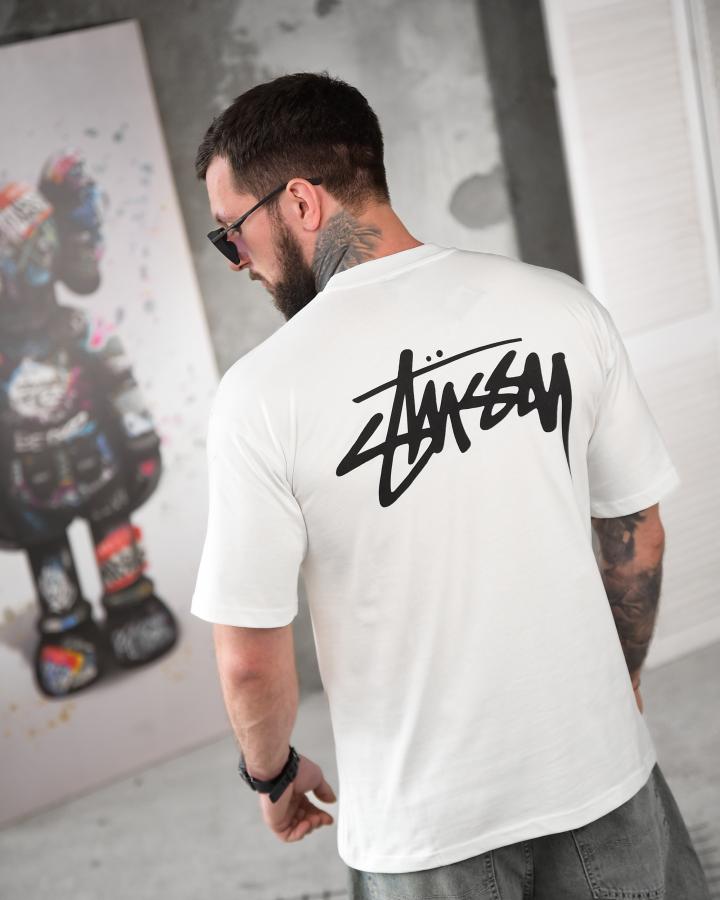 Футболка oversize stussy white ТР6881 - фото 6