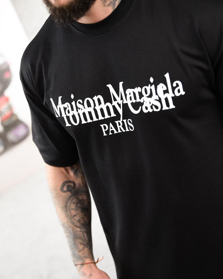 Футболка oversize maison margiela чорна ТР6884 - фото 3