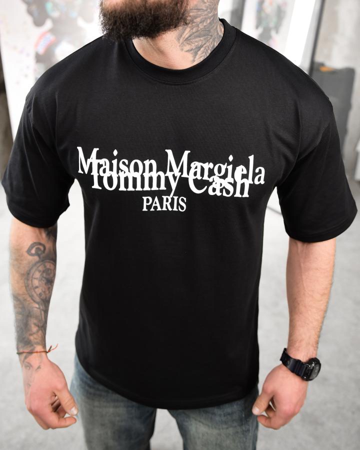 Футболка oversize maison margiela чорна ТР6884 - фото 4