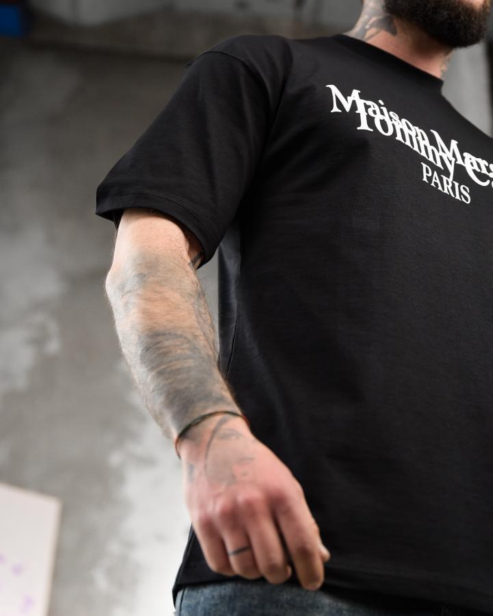 Футболка oversize maison margiela чорна ТР6884 - фото 6