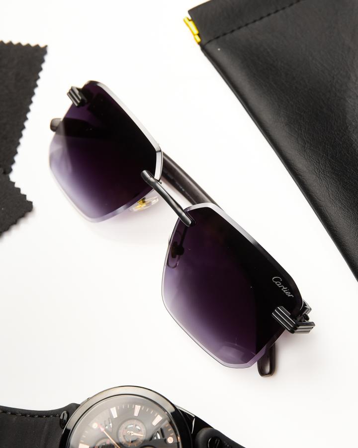 Чоловічі Сонцезахисні окуляри Cartier black ТР6901 - фото 4