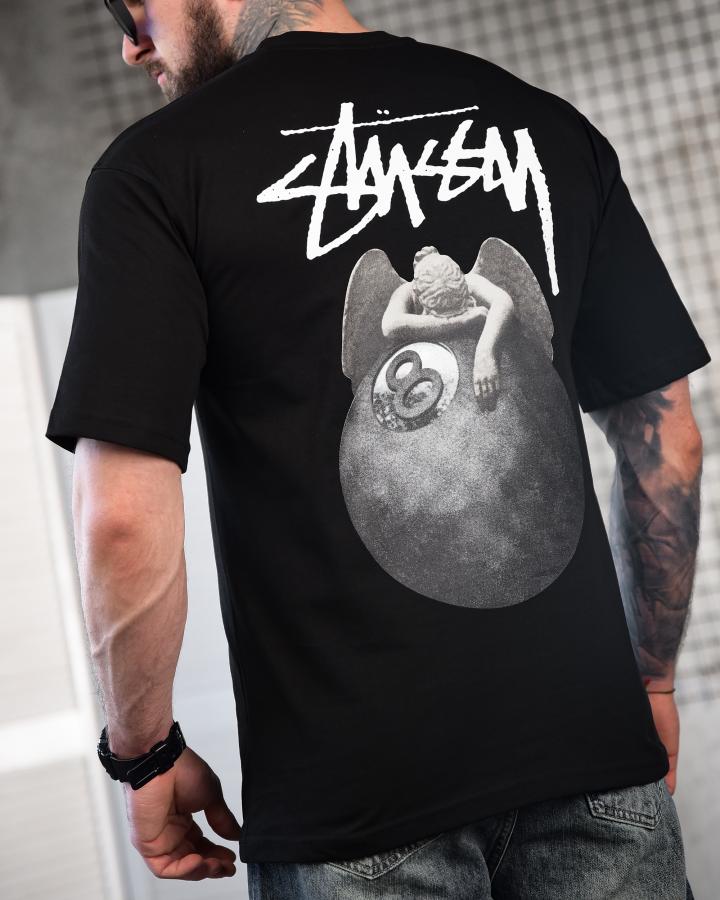 Футболка oversize stussy N.8 black ТР6878 - фото 4