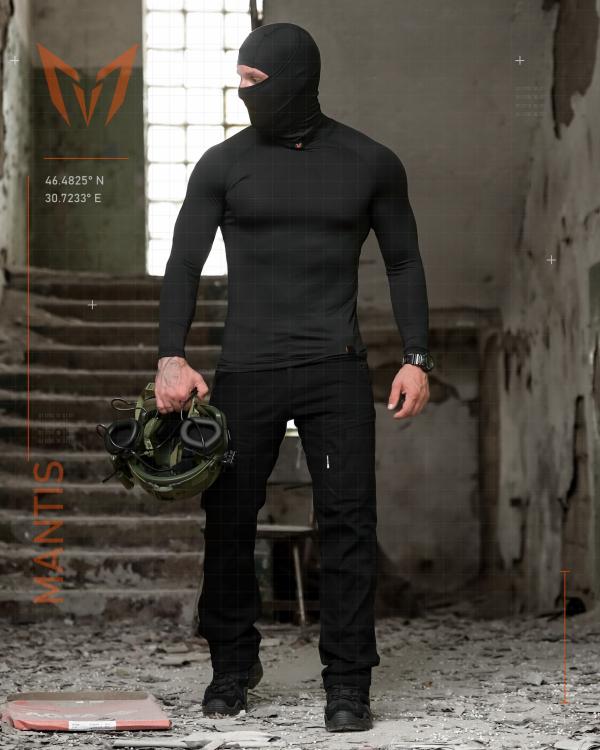 Тактичний лонгслів з балаклавою MANTIS® Phantom LS Combat Shirt - Black - 1