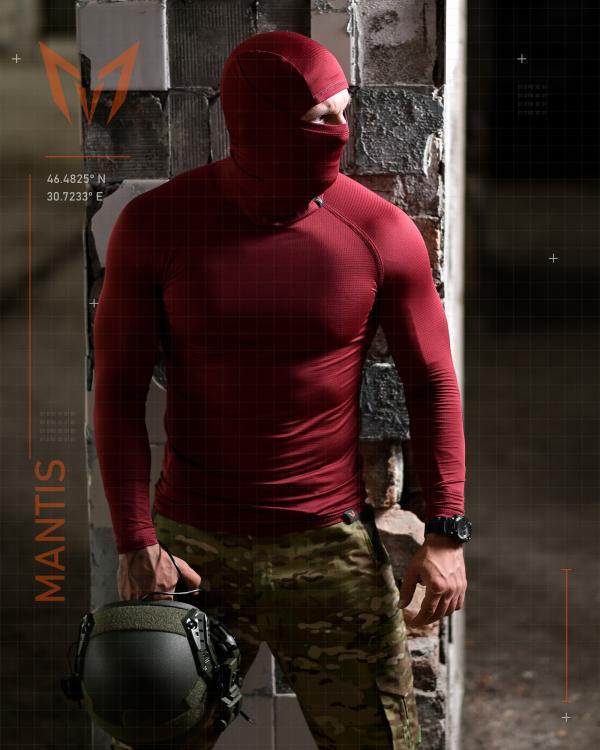 Тактичний лонгслів з балаклавою MANTIS® Phantom LS Combat Shirt - Maroon - 6