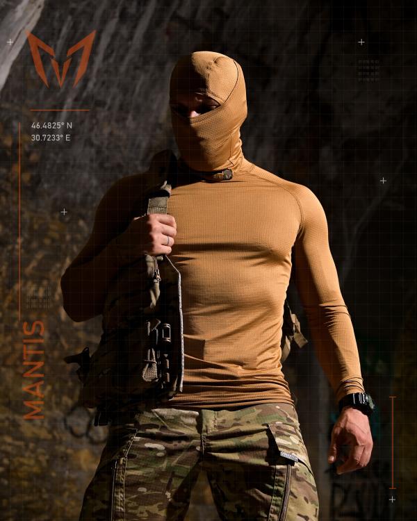 Тактичний лонгслів з балаклавою MANTIS® Phantom LS Combat Shirt - Coyote - 1